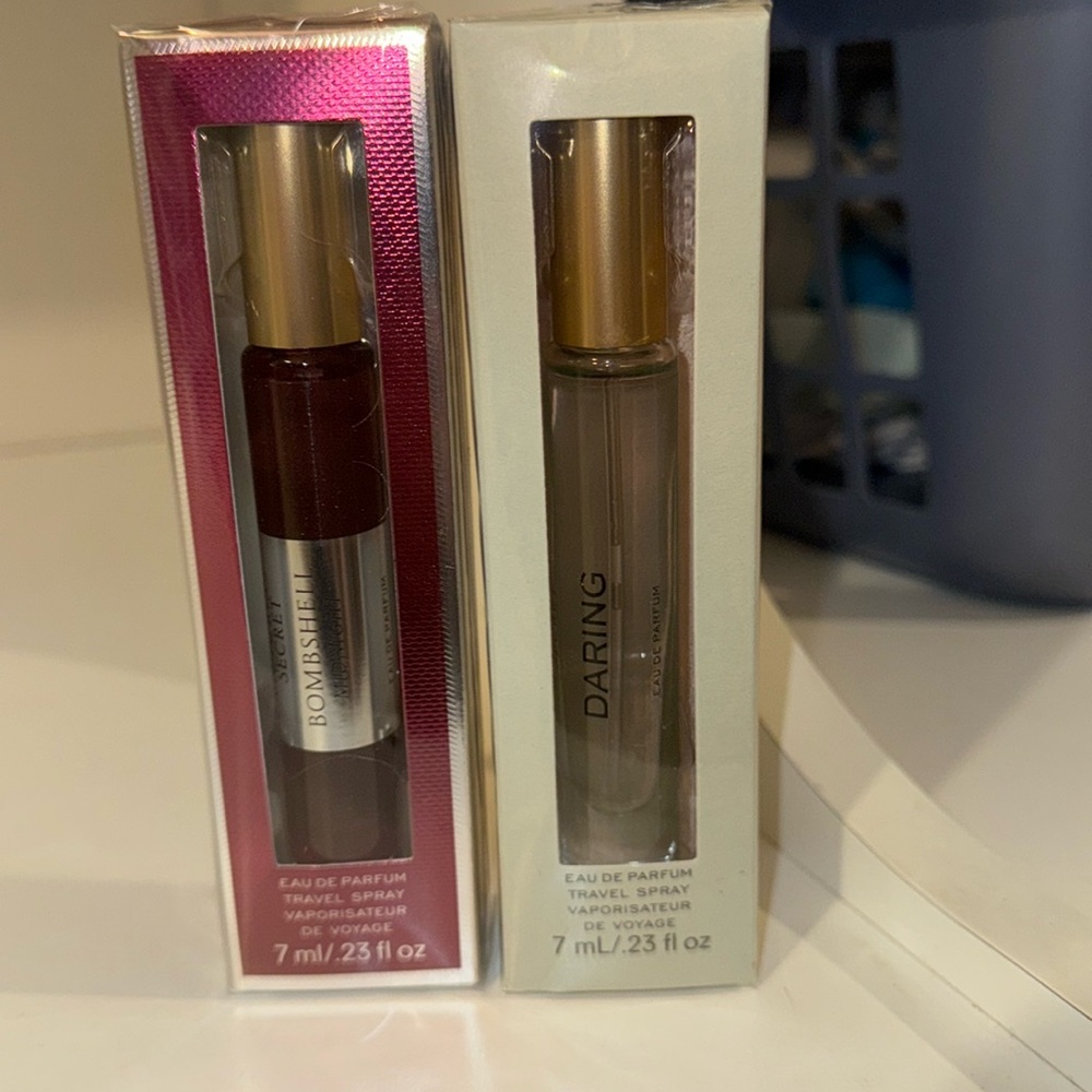 2 Victorias Secret perfume travel spray NEW IN BOX Midnight Bombshell and Daring